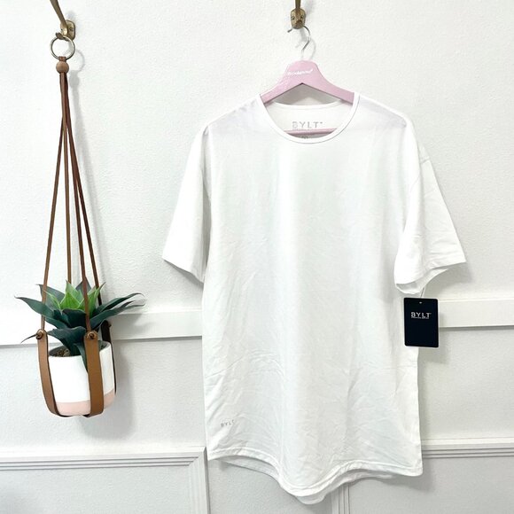 NWT BYLT Basics Signature White Short Sleeve Top Size XL - Picture 1 of 7